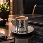 Porselen Türk kahve seti silver logo baskılı