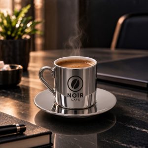 Porselen Türk Kahve Seti Silver  / LOGO BASKILI